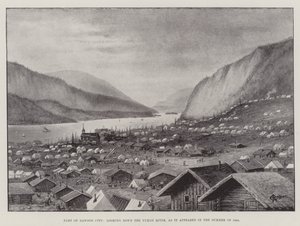 Parte de Dawson City, mirando hacia el río Yukón, como apareció en el verano de 1898