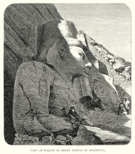 Parte de la fachada del Gran Templo de Ipsamboul (grabado) de English School