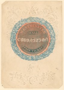 Pase para el Gran Banquete de Coronación del Rey Jorge IV en el Salón de Westminster, 17 de julio de 1821 de English School