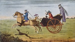 Pasajero en un coche de caballos, "La carretera y sus vehículos...", de Hilaire Belloc