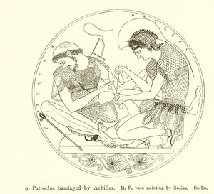 Patroclo vendado por Aquiles