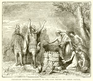 Pausanias ofreciendo sacrificio a los dioses antes de su gran batalla