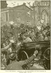 Paz con honor: Recepción de Lord Beaconsfield y Lord Salisbury en Charing Cross de English School