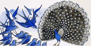 Pavo real y otros pájaros de English School