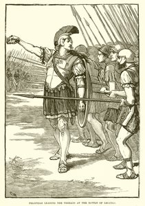Pelópidas liderando a los tebanos en la batalla de Leuctra de English School