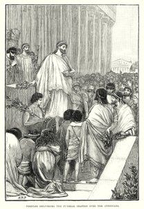 Pericles pronunciando la oración fúnebre sobre los atenienses (grabado) de English School