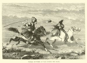 Cazadores persas jugando durante la caza