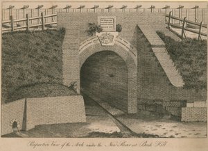 Vista en perspectiva del arco bajo el Nuevo Río en Bush Hill