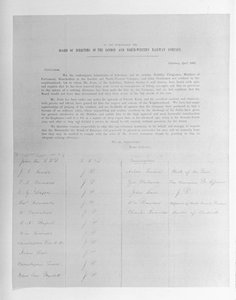 Petición a los Directores de la Compañía de Ferrocarriles de Londres y del Noroeste en nombre de un empleado despedido por problemas de visión, 1861