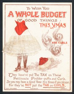 Enaguas, polvos y rizos, tarjeta de Navidad de English School