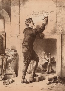 Felipe Conde de Arundel, En la Torre bajo sentencia de muerte (litografía) de English School
