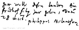 Philip Melancthon, n. 1497, m. 1560