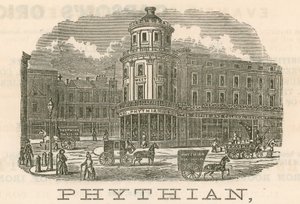 Phythian, mayorista y comerciante de té familiar y almacén extranjero, 430 West Strand y 1-3 King William Street, Londres de English School