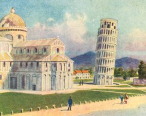 Catedral de Pisa y Torre Inclinada (litografía en color)
