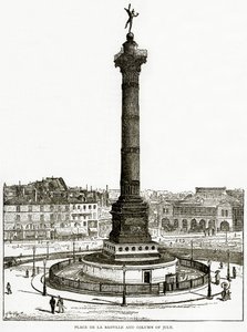 Plaza de la Bastilla y Columna de Julio, ilustración de Viejo y Nuevo París por H. Sutherland Edwards, 1893