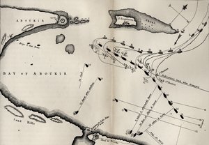 Plan para la Batalla del Nilo, de La Vida de Nelson por Robert Southey (1774-1843) publicado por primera vez en 1813 de English School