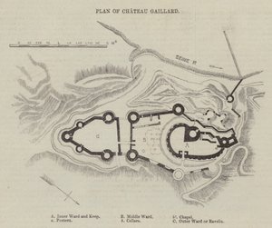 Plano del Chateau Gaillard (grabado) de English School