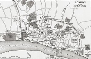 Plano de Londres en el siglo XIII, de 