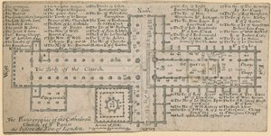 Plano de la Catedral de San Pablo, Londres, antes del Gran Incendio de Londres