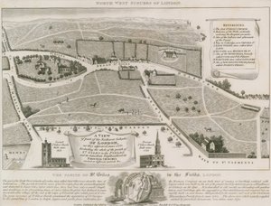 Plano de los suburbios del noroeste de Londres alrededor de St Giles in the Fields