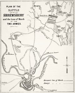 Plano de la Batalla de Shrewsbury, 21 de julio de 1403, de 