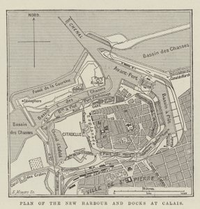 Plano del nuevo puerto y muelles en Calais