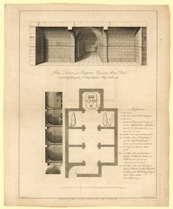 Plano de la Bóveda Real bajo la Capilla del Rey Enrique VII, Abadía de Westminster, Construida en 1737 de English School