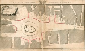 Plano de la mejora prevista de la ciudad en Temple Bar, Londres de English School