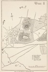 Plano de la defensa de la colina de Seetabuldee, ilustración de Cassells Illustrated History of India de James Grant, pub. 1879 de English School