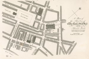 Plano de los teatros de Covent Garden, Londres de English School