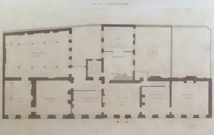 Planos de la planta baja de 21 Albemarle Street después de las alteraciones iniciales a la casa tras su adquisición por la Royal Institution, c.1800