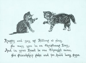 Gatitos juguetones, tarjeta de Navidad