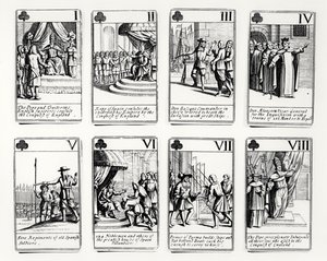 Cartas de juego que representan eventos de la Armada Española de English School