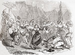 Celebraciones del Lunes de Arado, el baile de Bessie y el Payaso, de la Vieja Inglaterra: A Pictorial Museum, pub. 1847 de English School