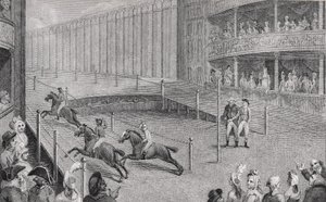 Carrera de ponis en el Anfiteatro de Astley de English School