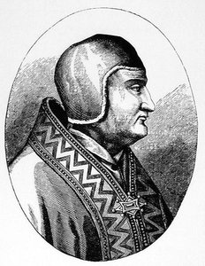 Papa Clemente IV (c.1195-1268) ilustración de Ciencia y Literatura en la Edad Media y el Renacimiento, escrita y grabada por Paul Lacroix