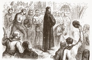 Demostración popular en el Palacio de Lambeth a favor de Wicliffe, ilustración de La Historia del Protestantismo por James Aitken Wylie (1808-1890), pub. 1878 de English School