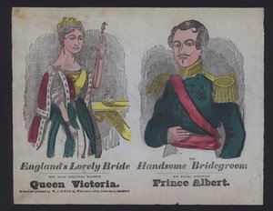 Ilustración popular celebrando la boda de la Reina Victoria y el Príncipe Alberto