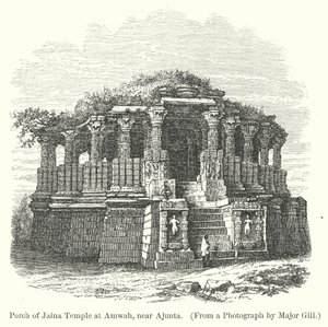 Pórtico del templo jaina de Amwah, cerca de Ajunta (grabado) de English School