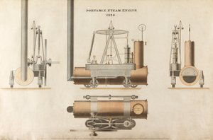 Motor de vapor portátil, diseñado por Maudsley, Sons & Field, 1828 de English School