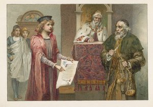 Porcia, Shylock y el Juez en El Mercader de Venecia de English School
