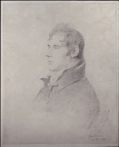 Retrato por George Dance el Joven, arquitecto y dibujante de retratos de English School