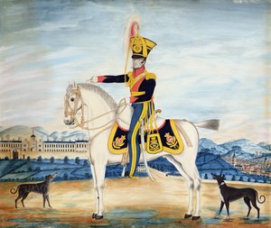 Retrato del Capitán William Manfull en uniforme militar completo, 1822 de English School