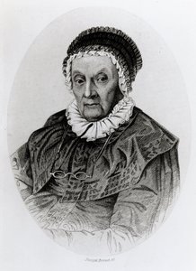 Retrato de Caroline Herschel (1750-1848) a la edad de 92 años, grabado por Joseph Brown