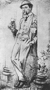 Retrato de Charles Dickens (1812-70), de Drinking with Dickens escrito por Cedric Charles Dickens de English School
