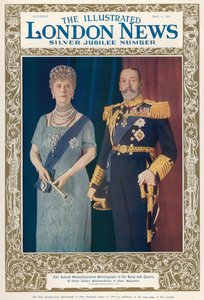 Retrato del Rey Jorge V (1865-1936) y la Reina María (1867-1953) de The Illustrated London News, 4 de mayo de 1935 de English School