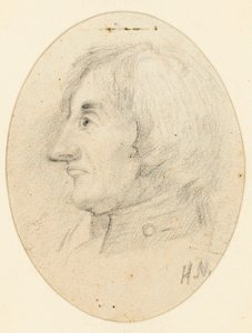 Retrato de Lord Nelson, con cabeza y cuello naval, de perfil.... inscrito con las iniciales H.N. debajo.