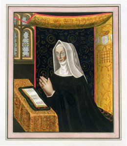 Retrato de Margaret Beaufort, condesa de Richmond y Derby (1443-1509), fundadora del St. Johns College, Cambridge, de The History of Cambridge, pub. por R. Ackermann, 1815 de English School