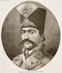 Retrato de Nasser-ed-Deen, Shah de Persia, ilustración de la Historia Ilustrada de Inglaterra de Cassell de English School
