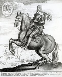 Retrato de Robert Devereux a caballo de English School